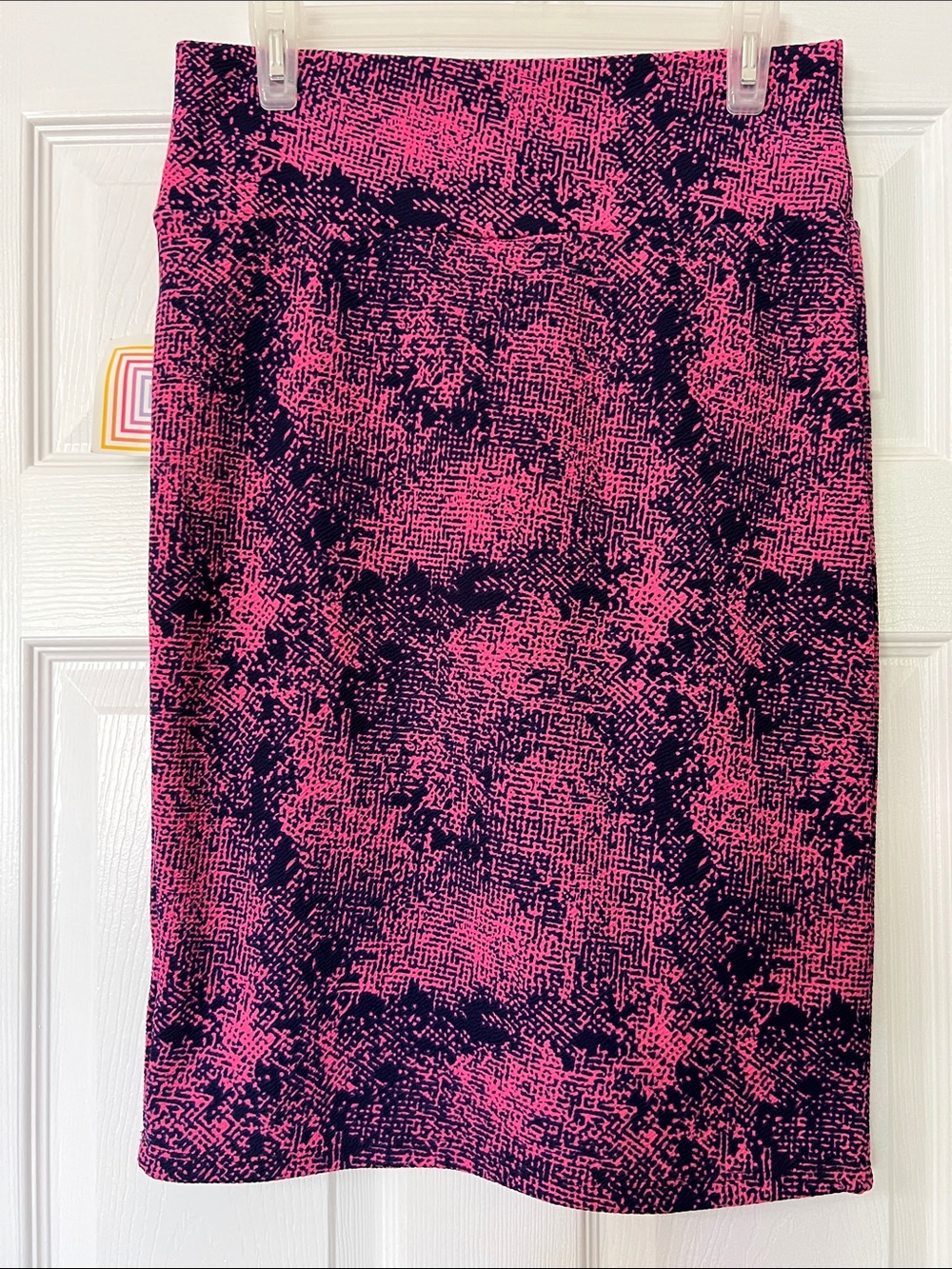 LuLaRoe Pink and Navy Midi Skirt